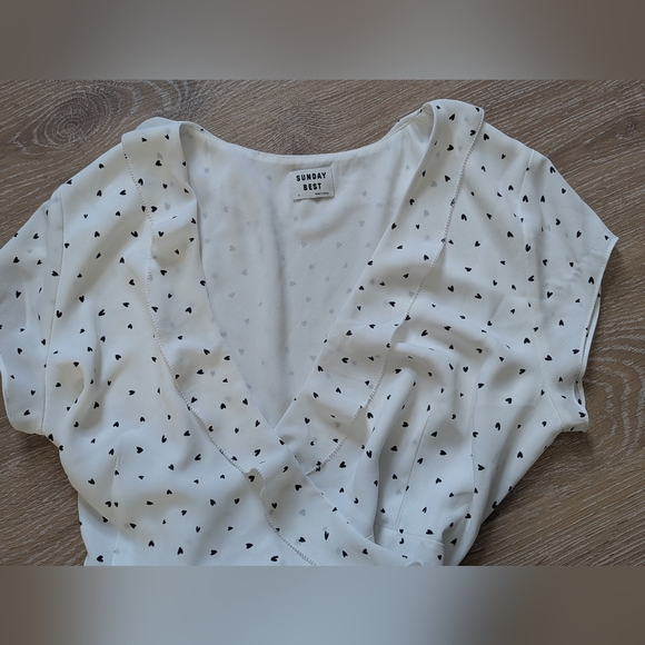 Aritzia Sunday Best Savoy Cream Ruffle Wrap Mini Dress Women's Size 6 - Picture 6 of 9